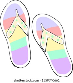 Slippers, illustration, vector on white background.