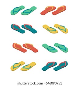 Slippers isolated. Summer shoes. Beach Boots sign