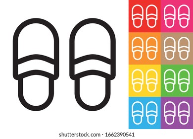  Zapatillas. Icono De Línea Con Distinto Fondo De Color.