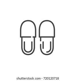 Slippers line icon, outline vector sign, linear style pictogram isolated on white. Symbol, logo illustration. Editable stroke