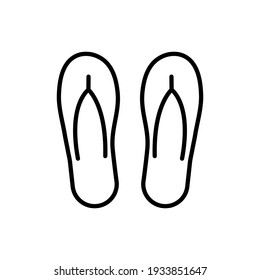 Slippers line icon. Summer outline shoes. Beach slipper sign. Vector isolated on white.