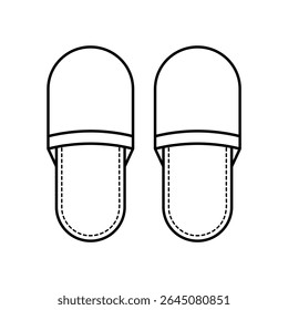Ícone de linha de chinelos. Indústria de viagens. Hotel, instalação SPA. Um par de chinelos para dormir. Conceito de relaxamento em casa. Pai rof calçado de interior. Pantufas descartáveis. Ilustração vetorial.