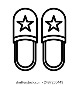 Slippers linear logo mark in black and white