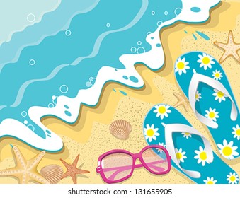 slippers on the beach