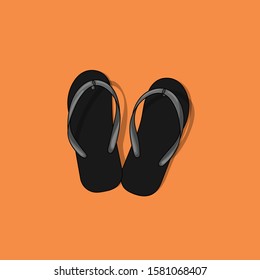 slippers on orange background