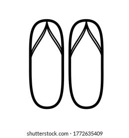 Slippers outline vector icon. Flipflops sign. Beachwear concept. Rubber shoes symbol. Flat simple line design illustrator.