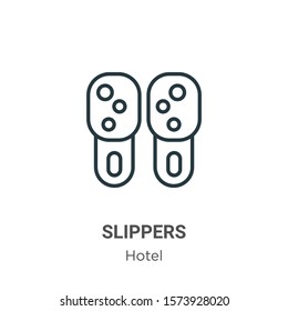 Slippers outline vector icon. Thin line black slippers icon, flat vector simple element illustration from editable hotel concept isolated on white background