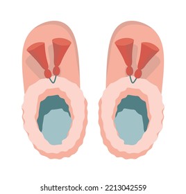 Slippers pair flat icon Warm pink home shoes