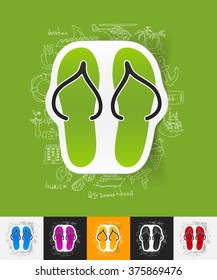 slippers paper sticker and hand drawn elements