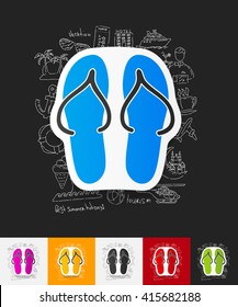slippers paper sticker and hand drawn elements