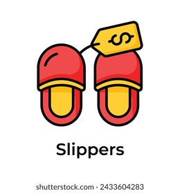 Slippers with price tag, mothers day gift, expensive shoes, ready to use vector