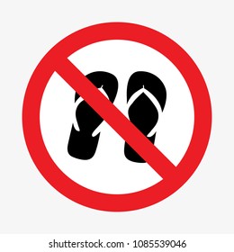 Slippers prohibition sign. Vector illustration