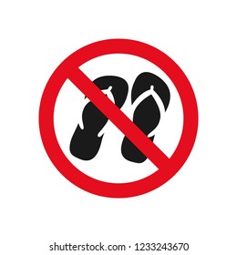 Slippers prohibition sign vector image