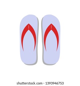 the slippers, red and white