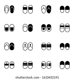 slippers and sandals icon set. simple sandal and slipper solid outline icon sign concept. vector illustration. 