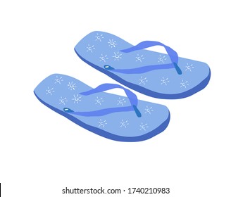 Slippers and sandals vector, flat and cartoon illustration on white background 