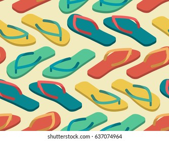 slippers seamless pattern. Summer shoes ornament. Beach Boots background