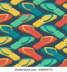 slippers seamless pattern. Summer shoes ornament. Beach Boots background