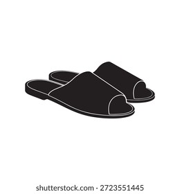 Diseño plano de la ilustración del Vector de la silueta de las zapatillas sobre fondo blanco