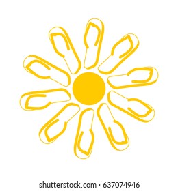 Slippers sun. Summer shoes symbol. Sign Beach Boots 
