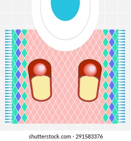 Slippers at the toilet. Sweet home vector illustration
