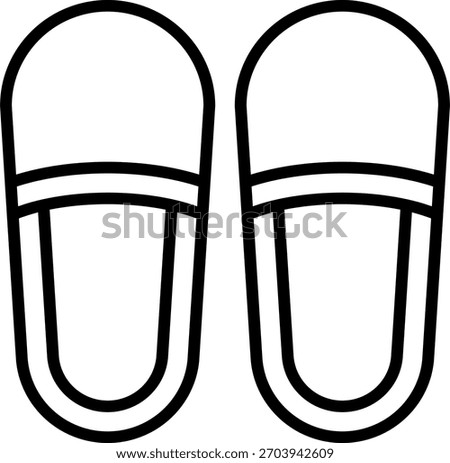 Slippers vector design in modern style, hotel room comfort and guest leisure footwear concept, hospitality amenities illustration. Line Icon