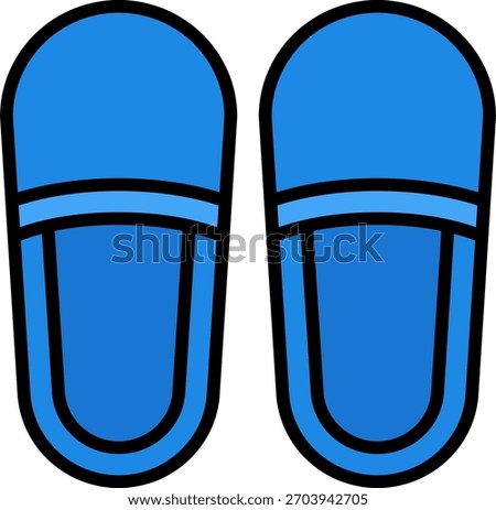 Slippers vector design in modern style, hotel room comfort and guest leisure footwear concept, hospitality amenities illustration. Filled Line Icon