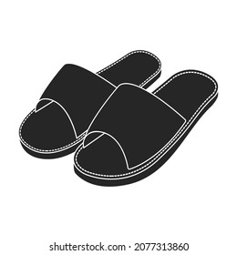 Slippers vector icon.Black vector icon isolated on white background slippers.