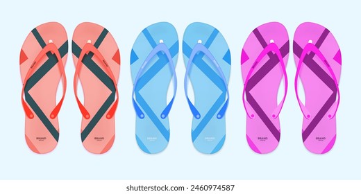 Slippers vector illustration set. Cartoon flat home warm comfortable bedroom shoes for man woman