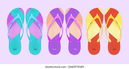Juego de Ilustración vectorial de zapatillas. Zapatos de dormitorio cómodos de casa plana de dibujos animados para hombre mujer