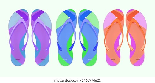 Slippers vector illustration set. Cartoon flat home warm comfortable bedroom shoes for man woman