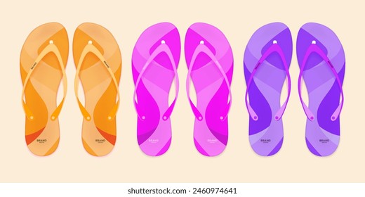 Slippers vector illustration set. Cartoon flat home warm comfortable bedroom shoes for man woman