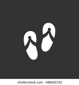 Slippers vector logo isolated on a black background. Icon silhouette design template. Simple symbol concept in flat style. Abstract sign, pictogram for web, mobile and infographics