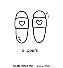 Slippers vector outline hand draw Icon design illustration. Valentine Symbol on White background EPS 10 File