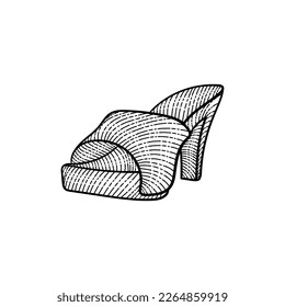 Slippers woman line illustration creative design