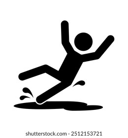 Icono negro resbaladizo, Ilustración vectorial, aislado en la etiqueta blanca del fondo.EPS10