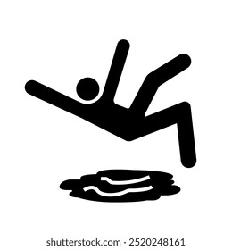 Icono negro resbaladizo, Ilustración vectorial, aislado en la etiqueta blanca del fondo.EPS10