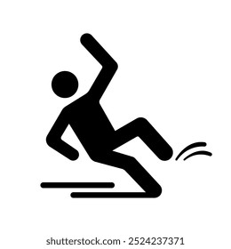 Icono negro resbaladizo, Ilustración vectorial, aislado en la etiqueta blanca del fondo.EPS10