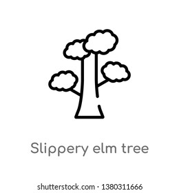 slippery elm tree vector line icon. Simple element illustration. slippery elm tree outline icon from nature concept. Can be used for web and mobile