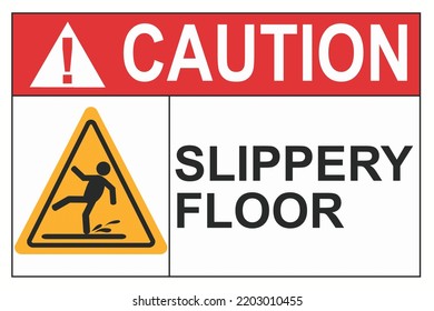 Slippery floor caution sign with fall pictogram man , 3d rendering