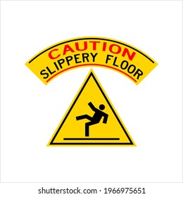 Slippery Floor Caution Sign Icon Vector Art Illustration