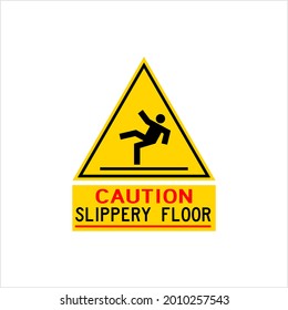 Slippery Floor Caution Sign  Icon Vector Art Illustration