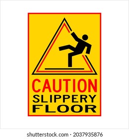 Slippery Floor Caution Sign  Icon Vector Art Illustration