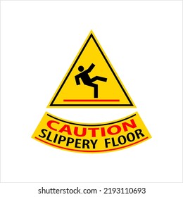 Slippery Floor Caution Sign  Icon Vector Art Illustration