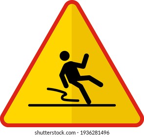 Concepto de suelo resbaladizo, diseño de iconos del vector del alter del piso húmedo, signos de advertencia del triángulo amarillo, símbolo regulador y guía sobre el fondo blanco, señal de tráfico moderna stock de la señal de tráfico