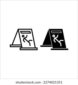 Slippery floor hazard pictogram illustration isolated line icon on white background. eps 10.