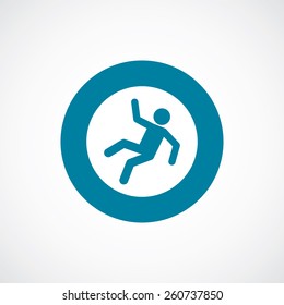 slippery floor icon bold blue circle border, white background  