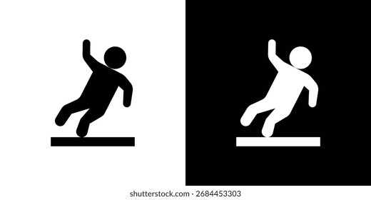 Icono de piso resbaladizo en estilo plano, símbolo negro lleno