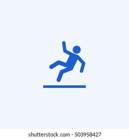 Slippery Floor Icon, Isolated, White Background