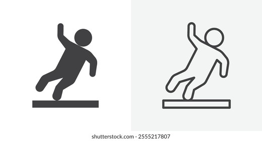 Slippery floor icon. outlined vector style.